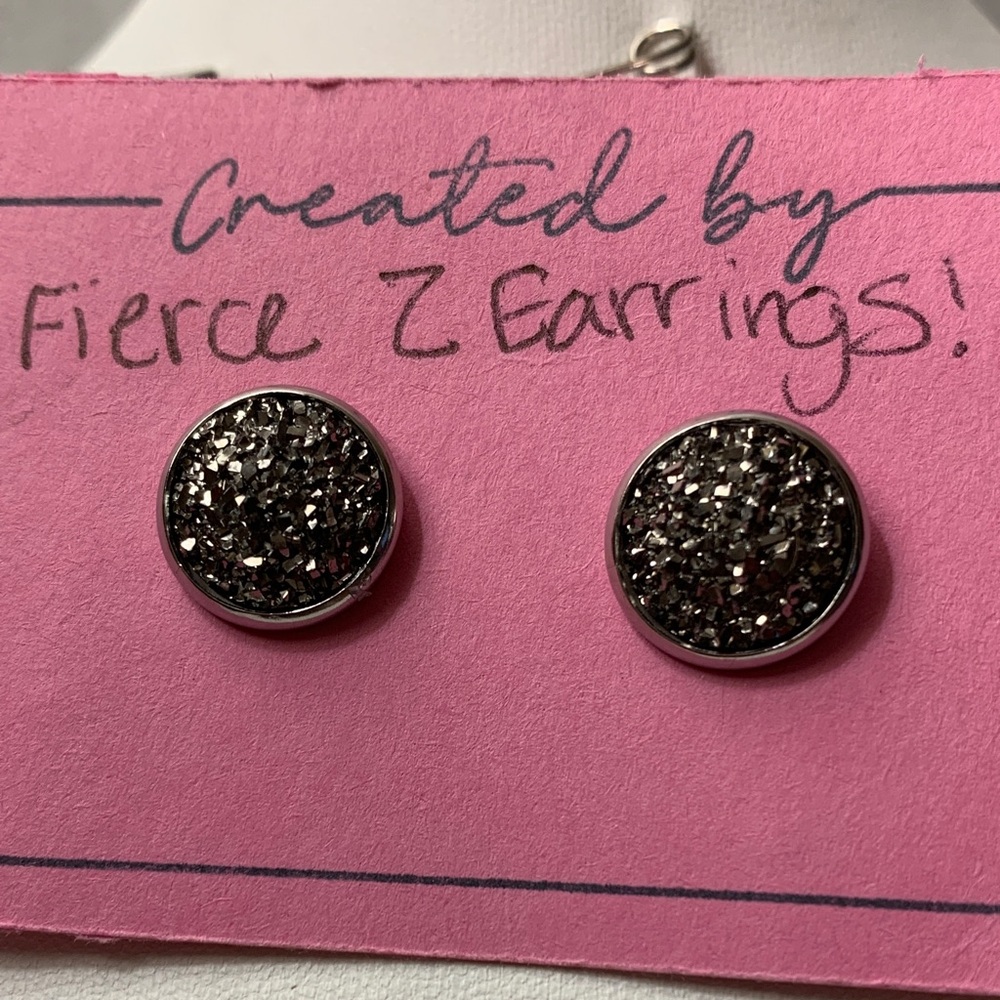 Sefirah Fierce Designs Silver Glitter Earrings